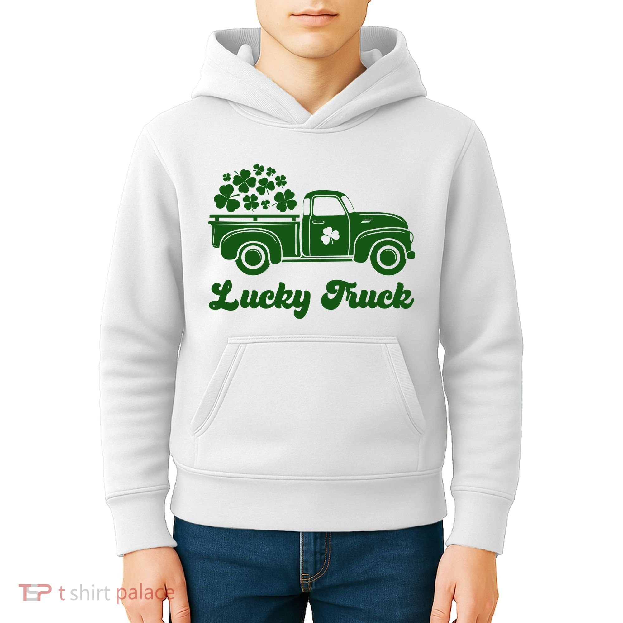 Lucky Truck St Patricks Day Kids Hoodie