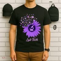 Lab Tech SunFlower Med Tech Funny Medical Technician Lab T-Shirt thumb 6