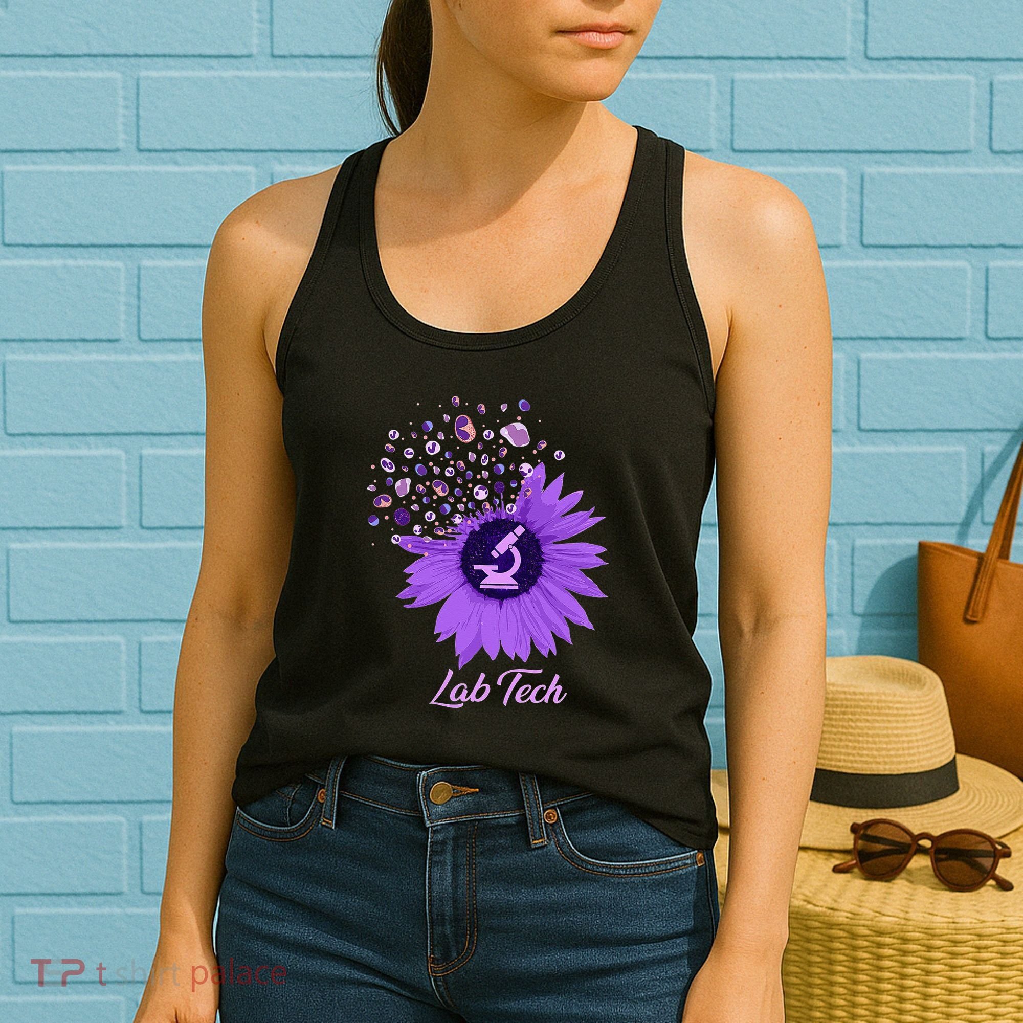 Lab Tech SunFlower Med Tech Funny Medical Technician Lab Women's Tank Top
