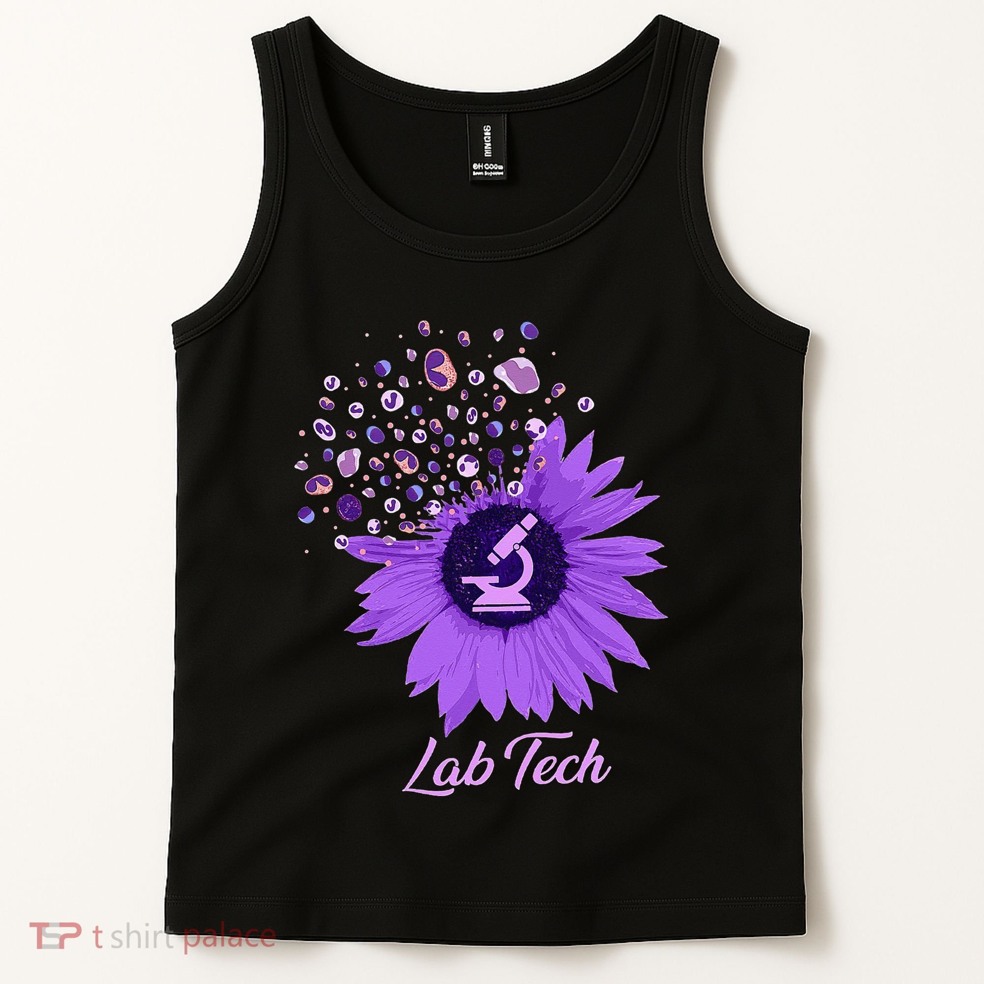 Lab Tech SunFlower Med Tech Funny Medical Technician Lab Tank Top