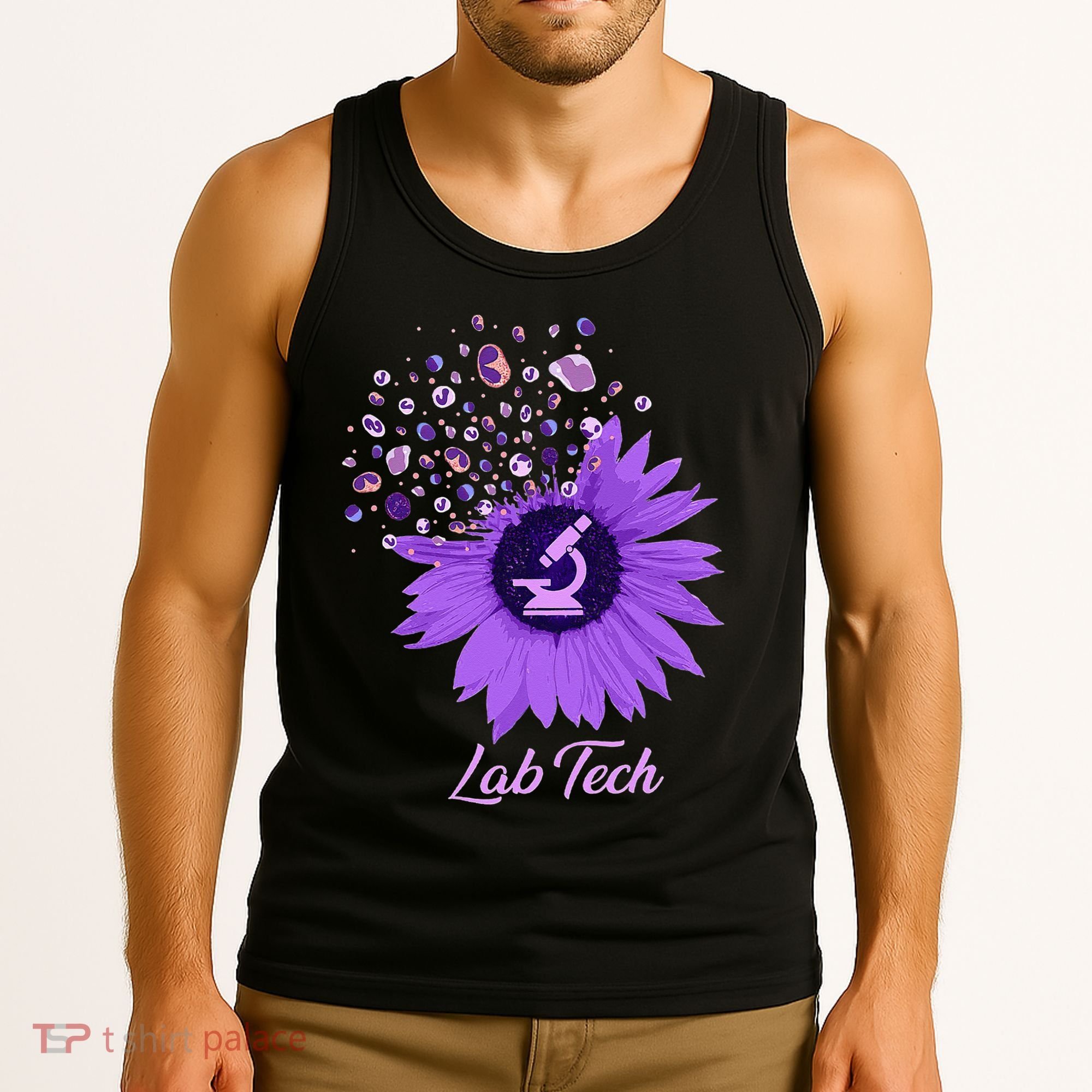 Lab Tech SunFlower Med Tech Funny Medical Technician Lab Tank Top