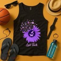 Lab Tech SunFlower Med Tech Funny Medical Technician Lab Tank Top thumb 4