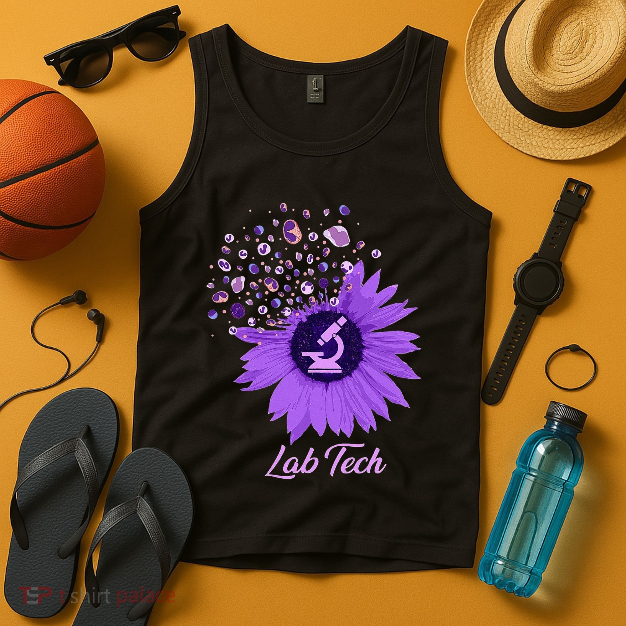 Lab Tech SunFlower Med Tech Funny Medical Technician Lab Tank Top