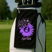 Lab Tech SunFlower Med Tech Funny Medical Technician Lab Golf Towel thumb 2