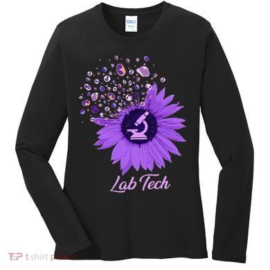 Lab Tech SunFlower Med Tech Funny Medical Technician Lab Women's Long Sleeve Shirt