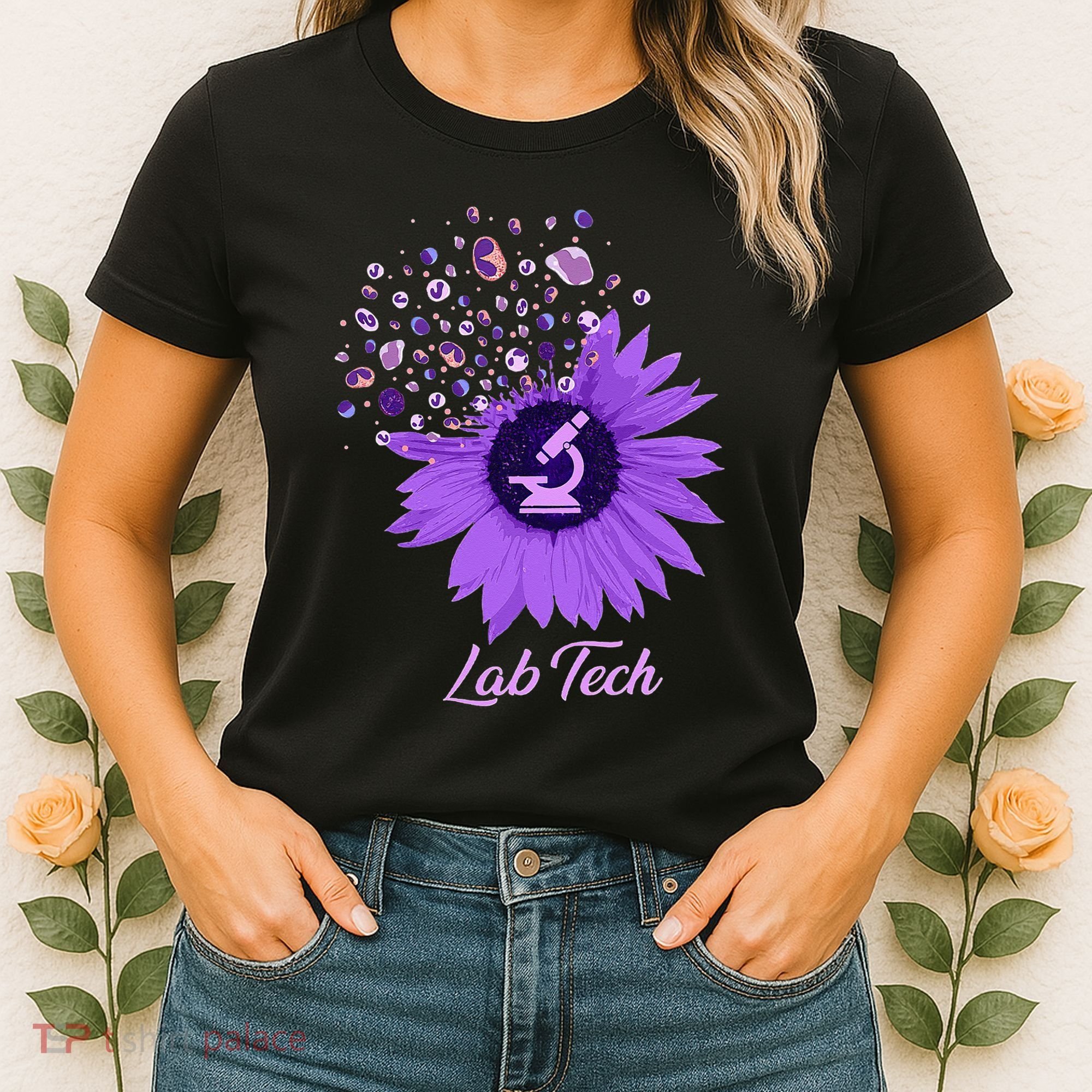 Lab Tech SunFlower Med Tech Funny Medical Technician Lab Women's T-Shirt
