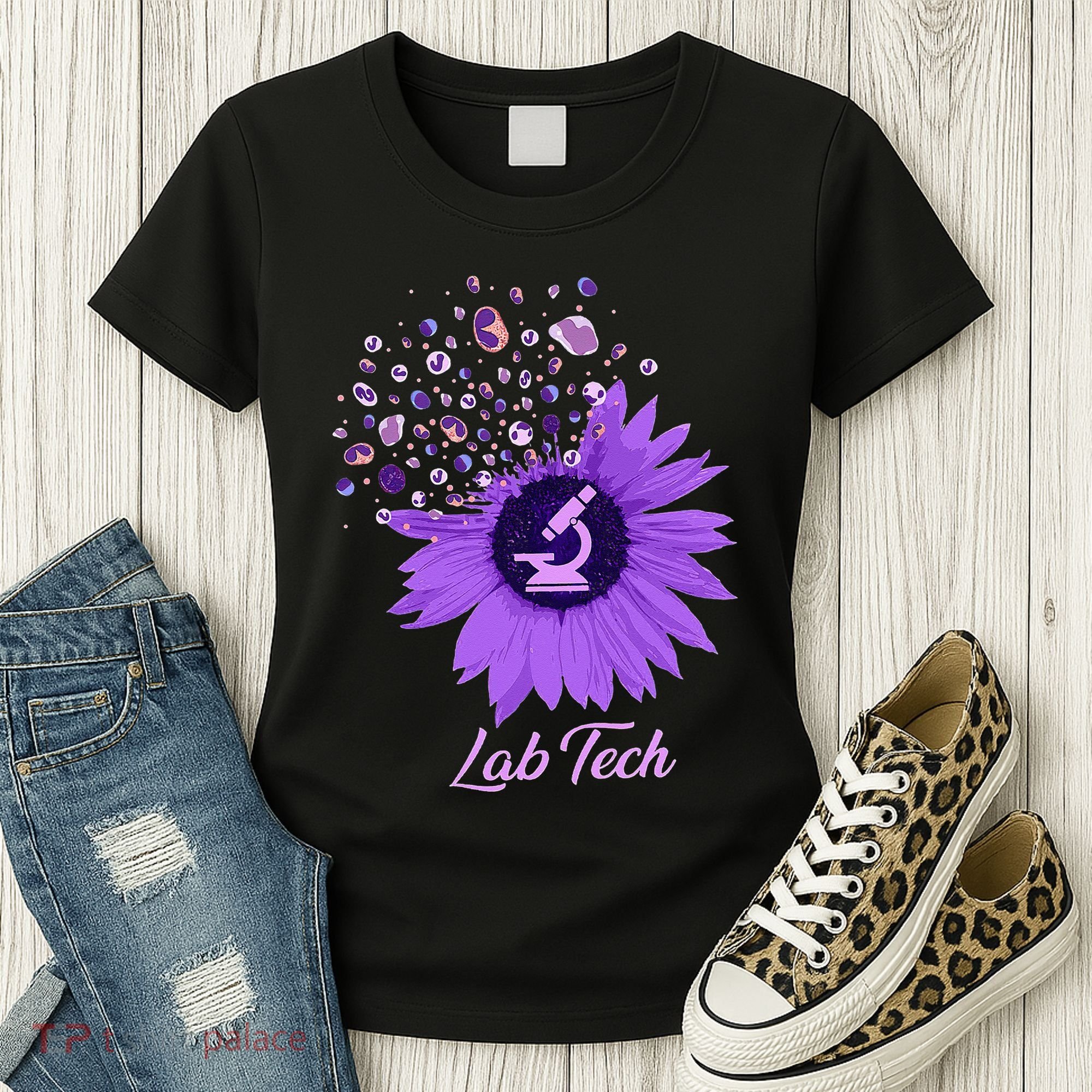 Lab Tech SunFlower Med Tech Funny Medical Technician Lab Women's T-Shirt