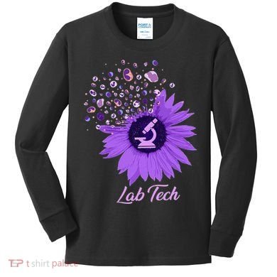 Lab Tech SunFlower Med Tech Funny Medical Technician Lab Kids Long Sleeve Shirt