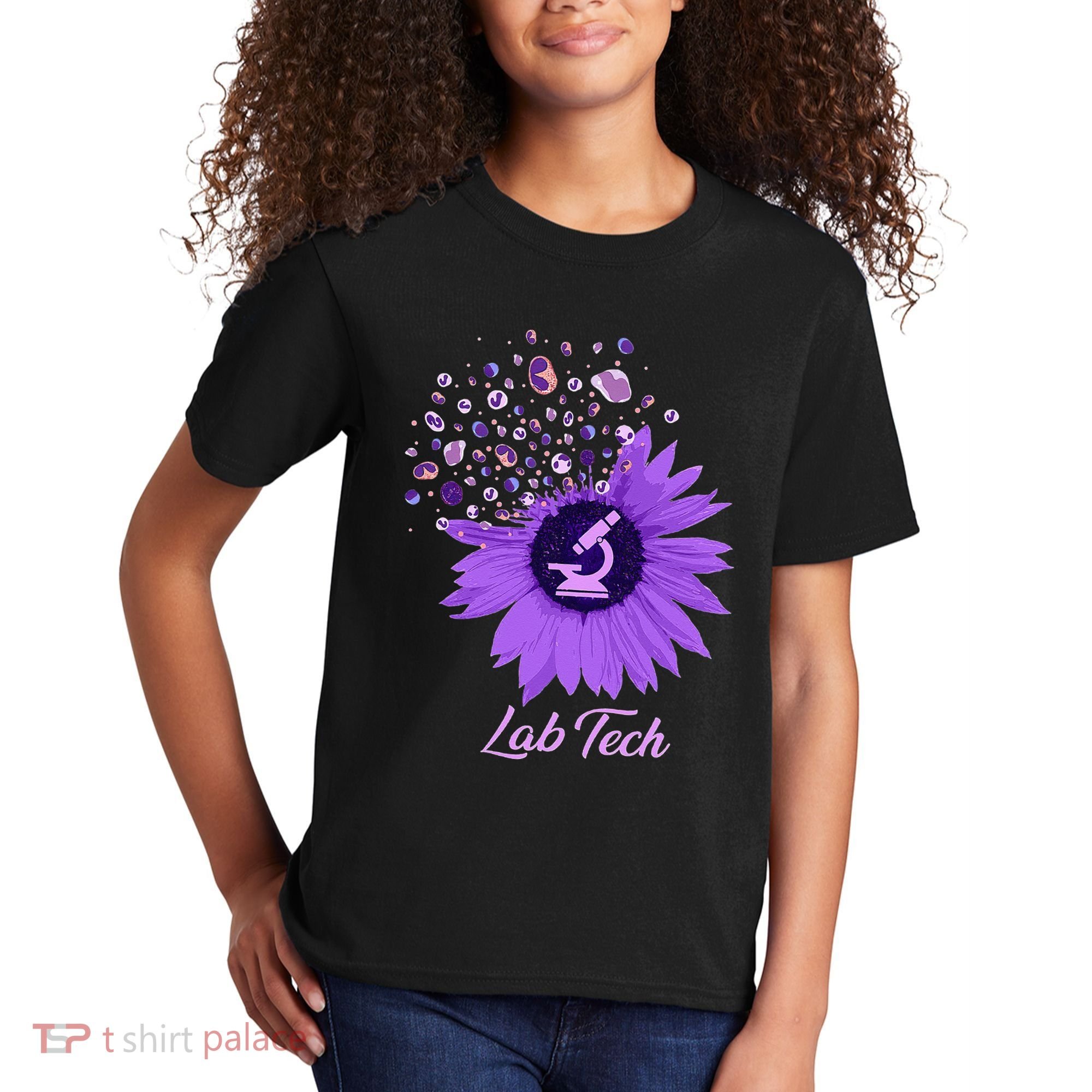 Lab Tech SunFlower Med Tech Funny Medical Technician Lab Kids T-Shirt