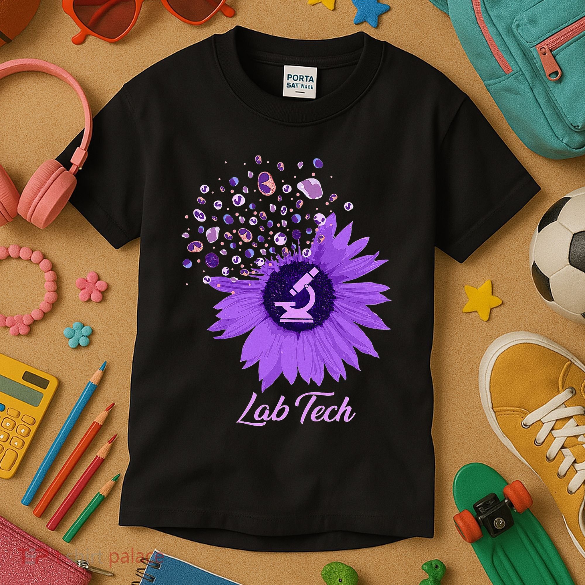 Lab Tech SunFlower Med Tech Funny Medical Technician Lab Kids T-Shirt