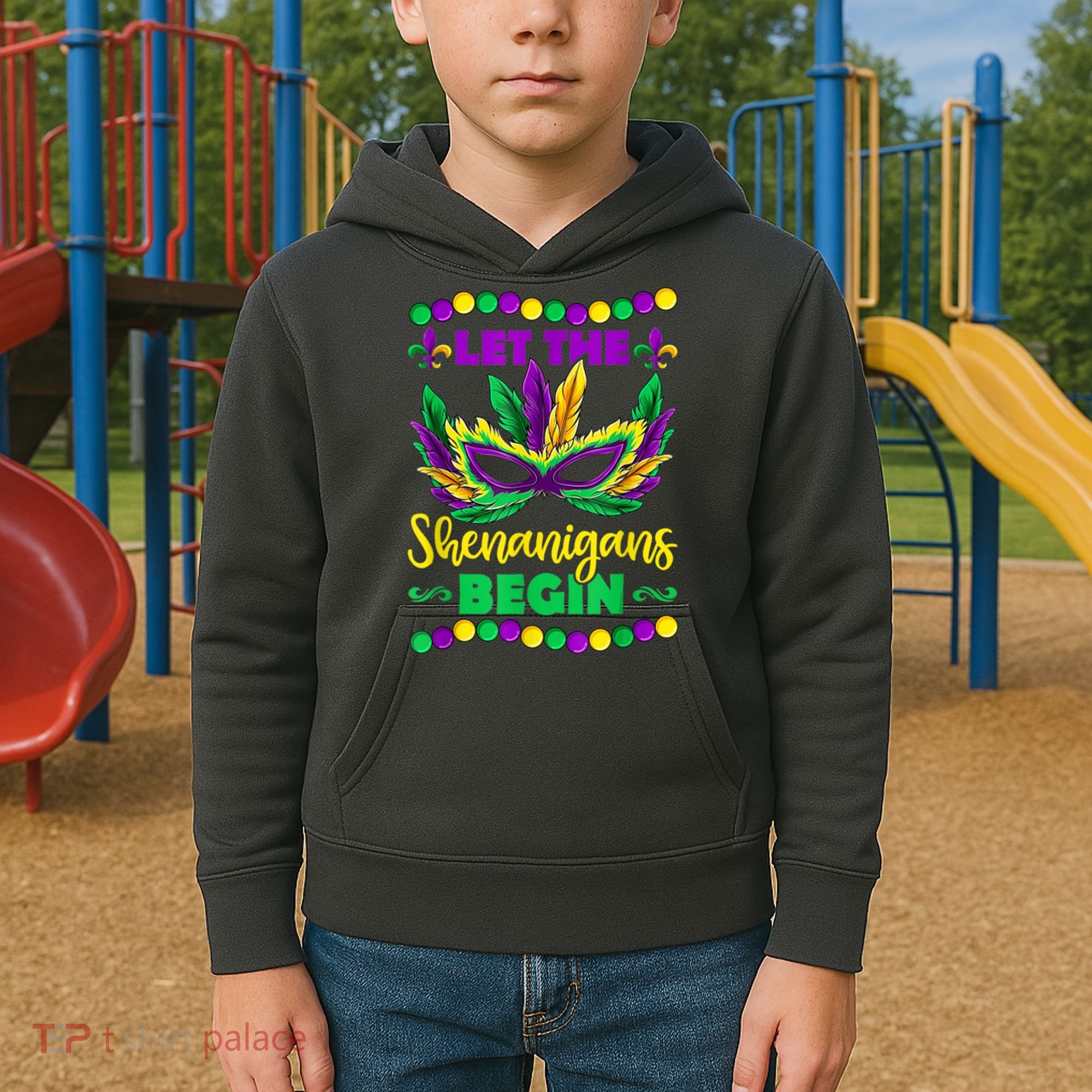 Let The Shenanigans Begin Mardi Gras Kids Hoodie