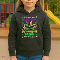 Let The Shenanigans Begin Mardi Gras Kids Hoodie thumb 3