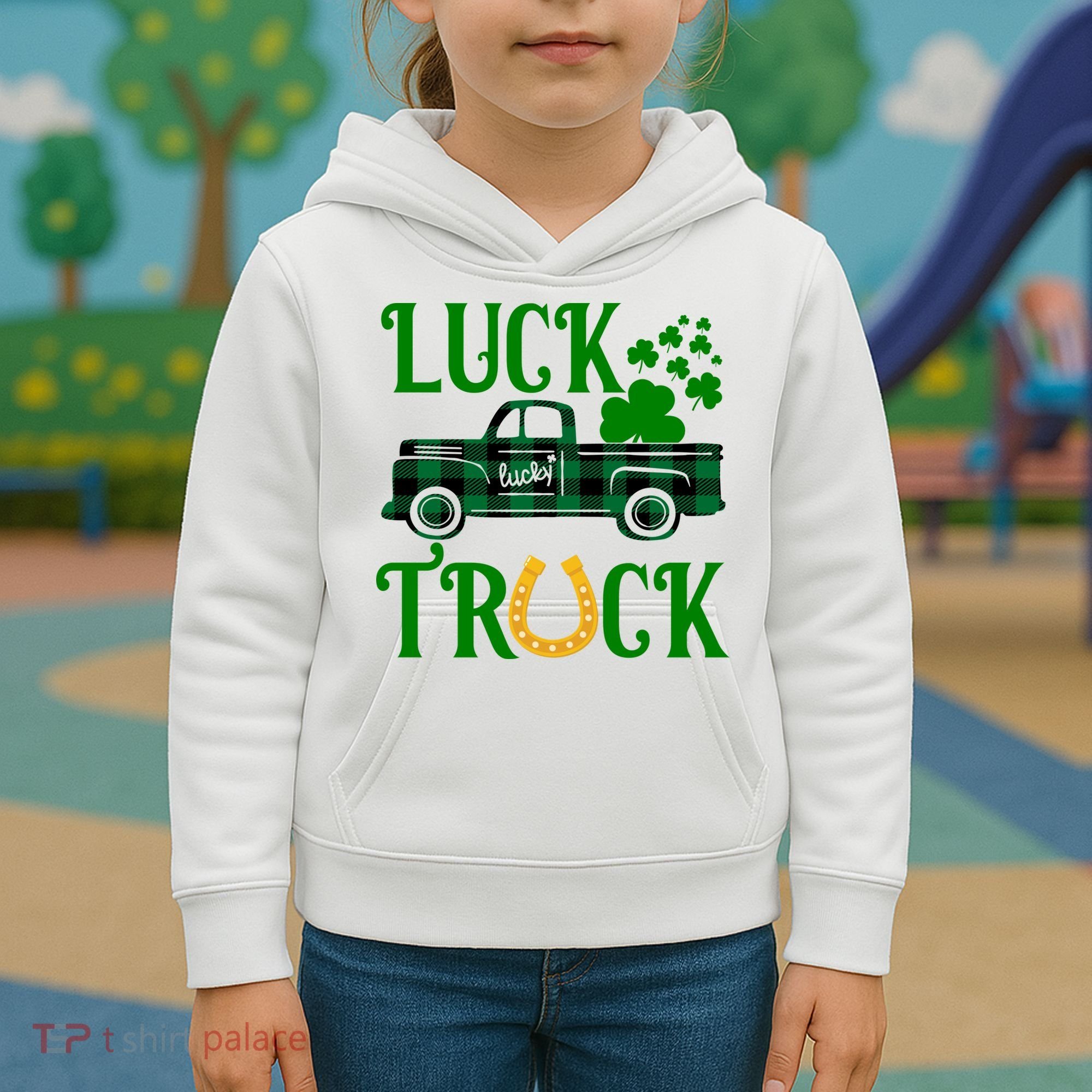 Luck Truck St Patrick's Day Festive Kids Hoodie
