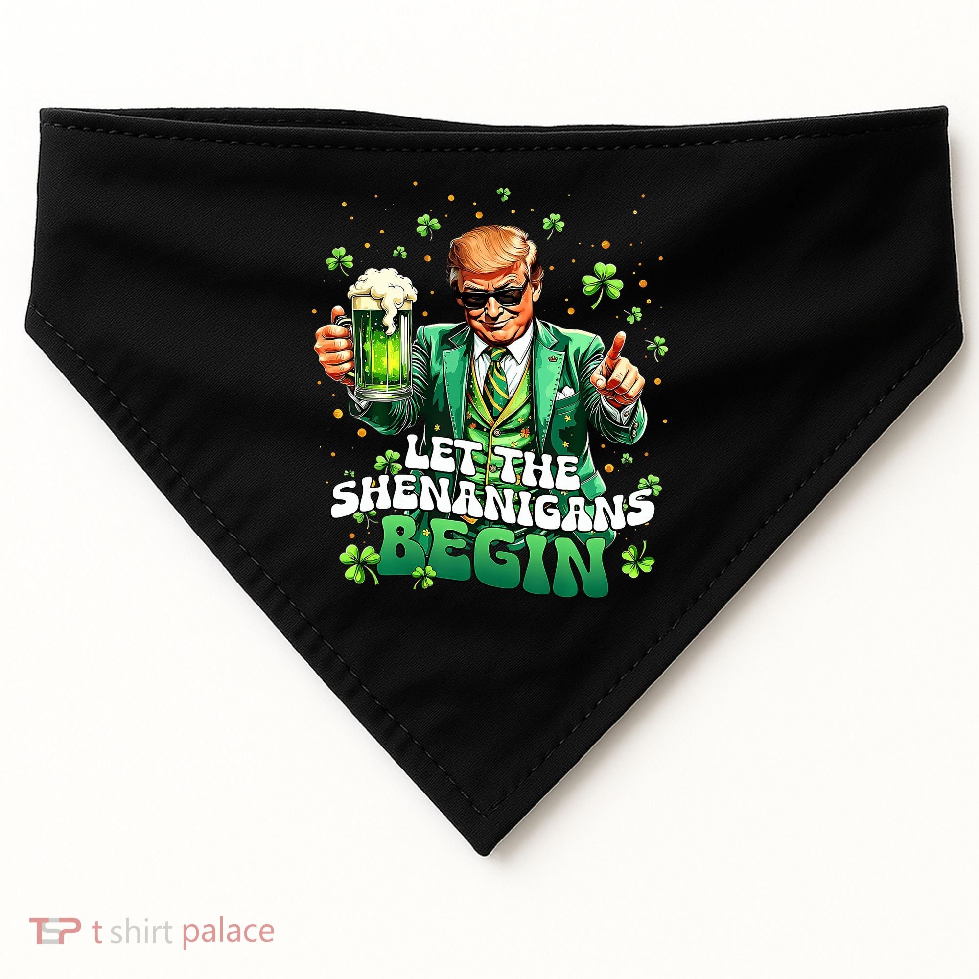Let The Shenanigans Begin Funny Trump St PatrickS Day USA-Made Doggie Bandana