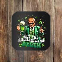 Let The Shenanigans Begin Funny Trump St PatrickS Day Coaster thumb 0