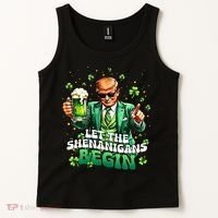 Let The Shenanigans Begin Funny Trump St PatrickS Day Tank Top thumb 2
