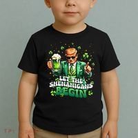 Let The Shenanigans Begin Funny Trump St PatrickS Day Toddler T-Shirt thumb 2