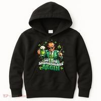 Let The Shenanigans Begin Funny Trump St PatrickS Day Kids Hoodie thumb 0