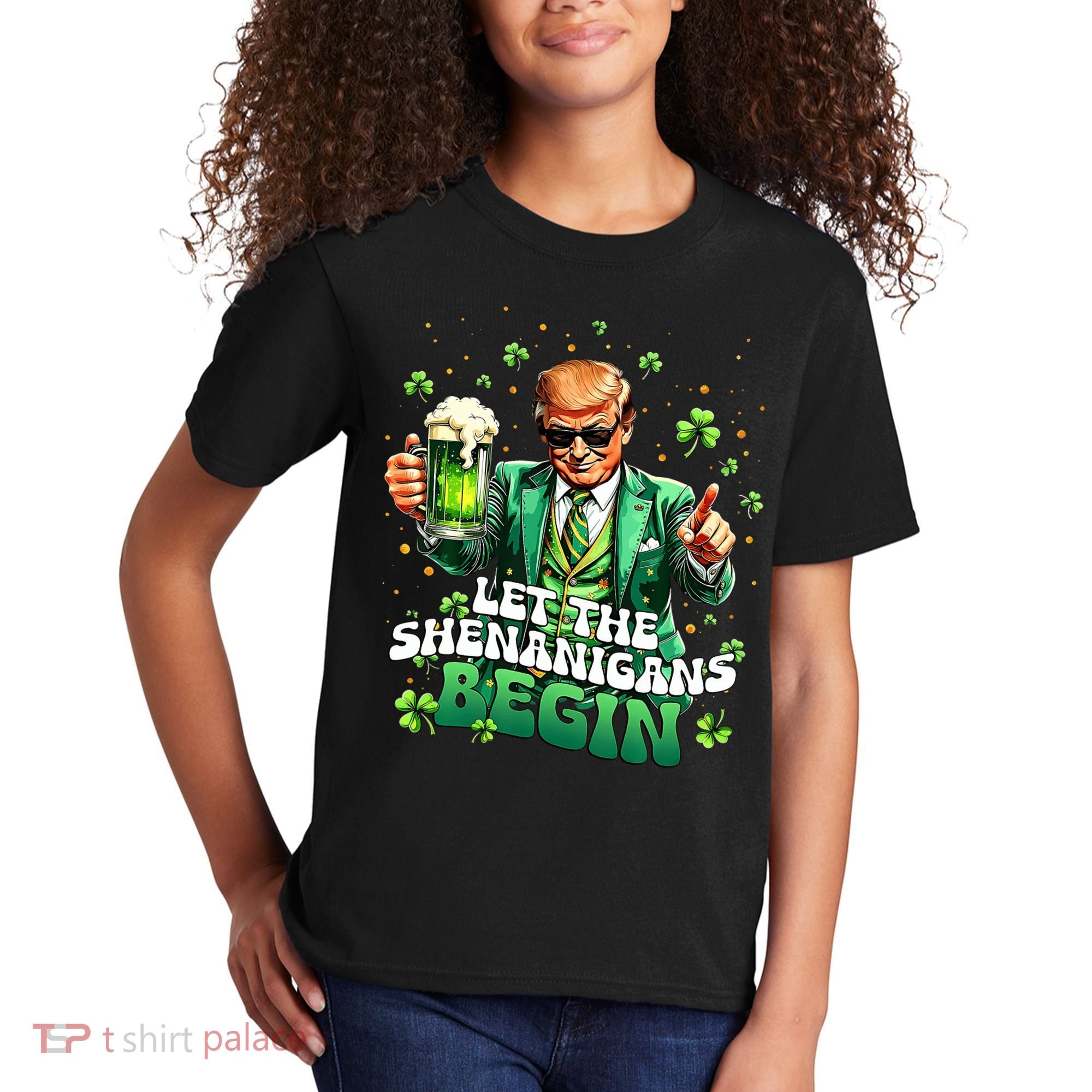 Let The Shenanigans Begin Funny Trump St PatrickS Day Kids T-Shirt