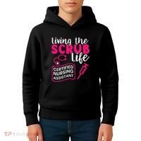 Living The Scrubs Life Certified Nursing Assistant CNA Kids Hoodie thumb 4