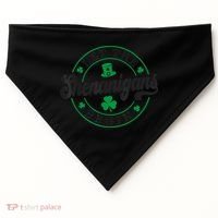 Let The Shenanigans Begin St. Patrick's Day Shamrock Circle USA-Made Doggie Bandana thumb 0
