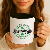 Let The Shenanigans Begin St. Patrick's Day Shamrock Circle Coffee Mug thumb 3