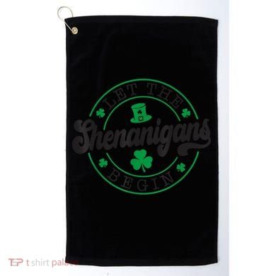 Let The Shenanigans Begin St. Patrick's Day Shamrock Circle Golf Towel