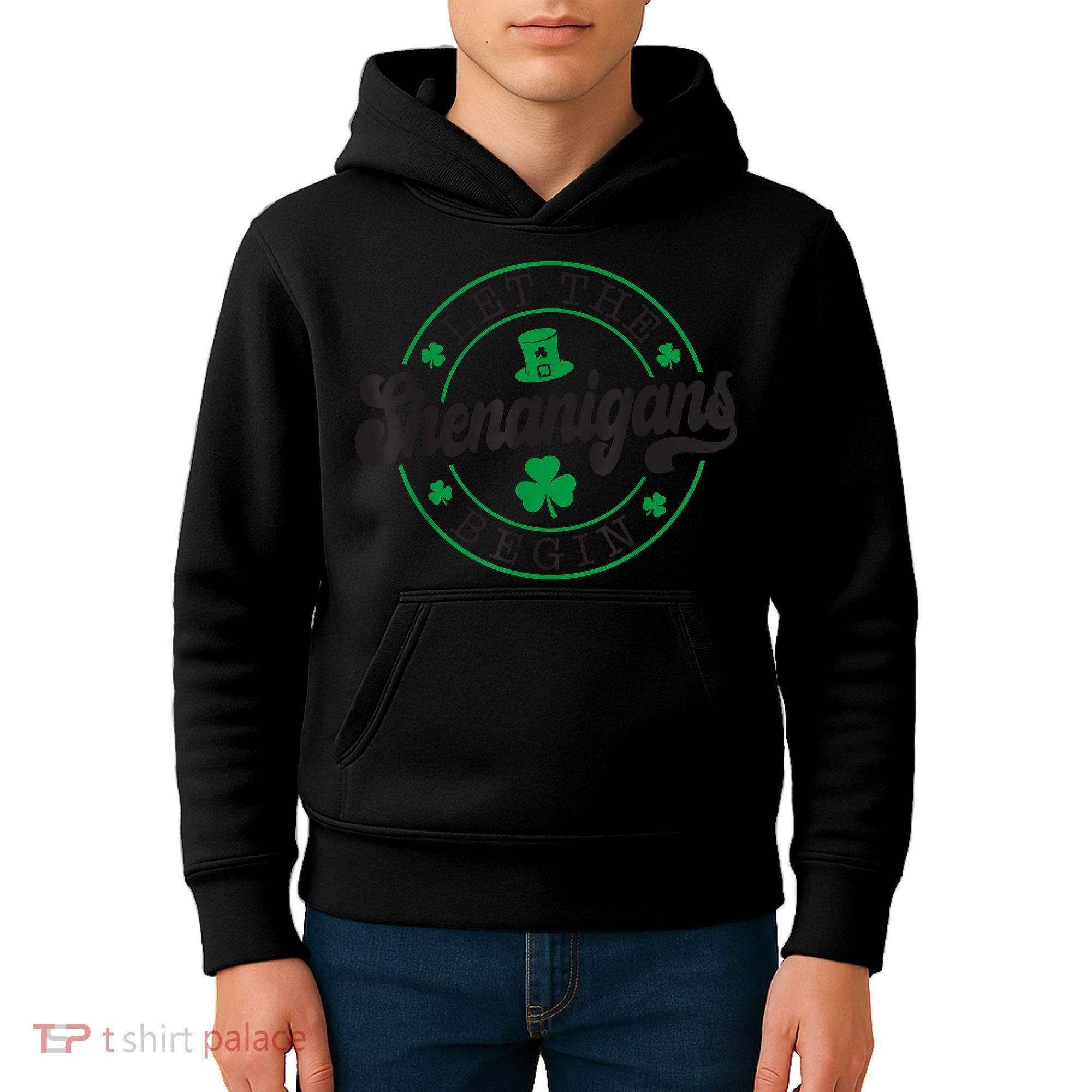 Let The Shenanigans Begin St. Patrick's Day Shamrock Circle Kids Hoodie