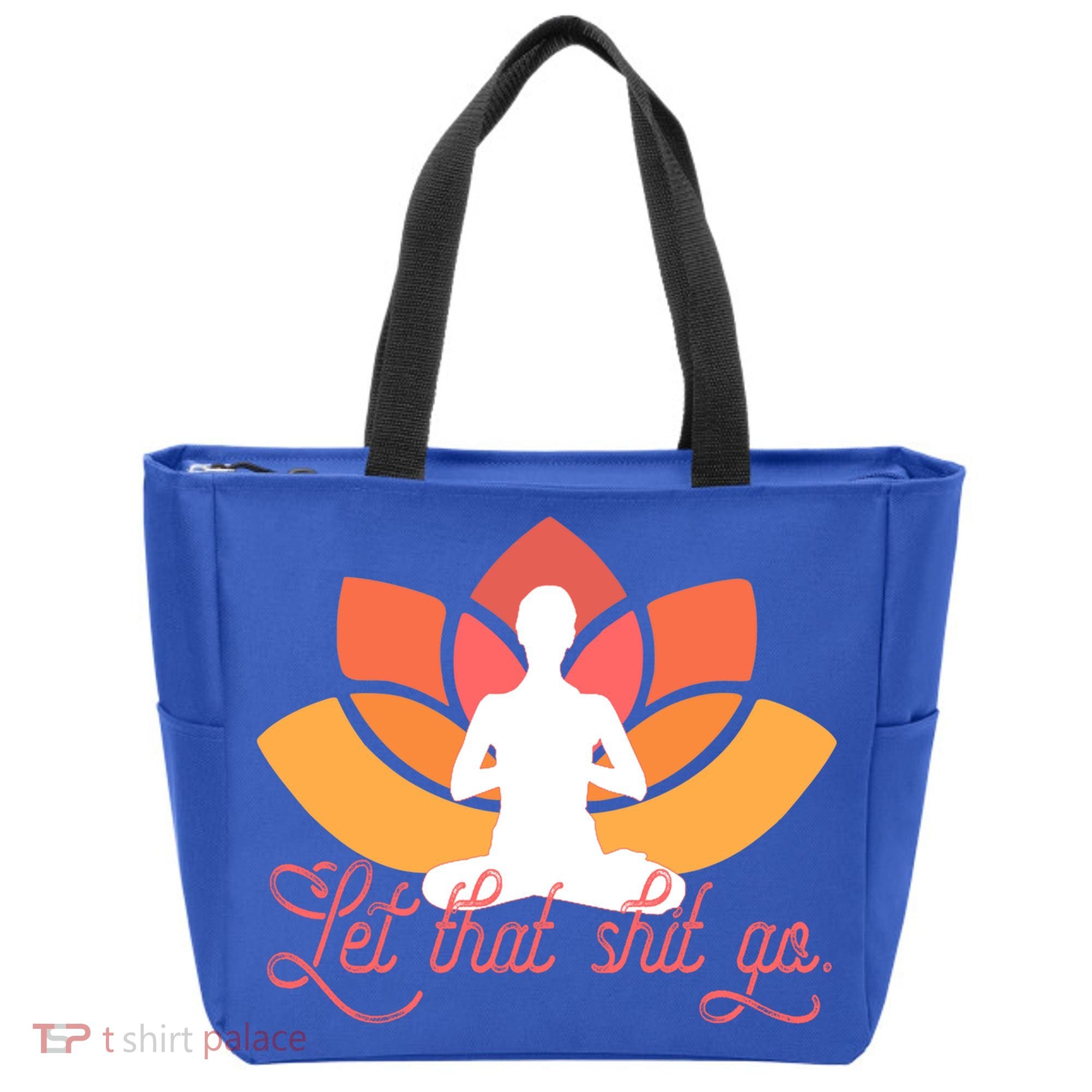 Let That Shit Go Funny Yoga Meditation Mindful Af Meme Funny Gift Tote Bag