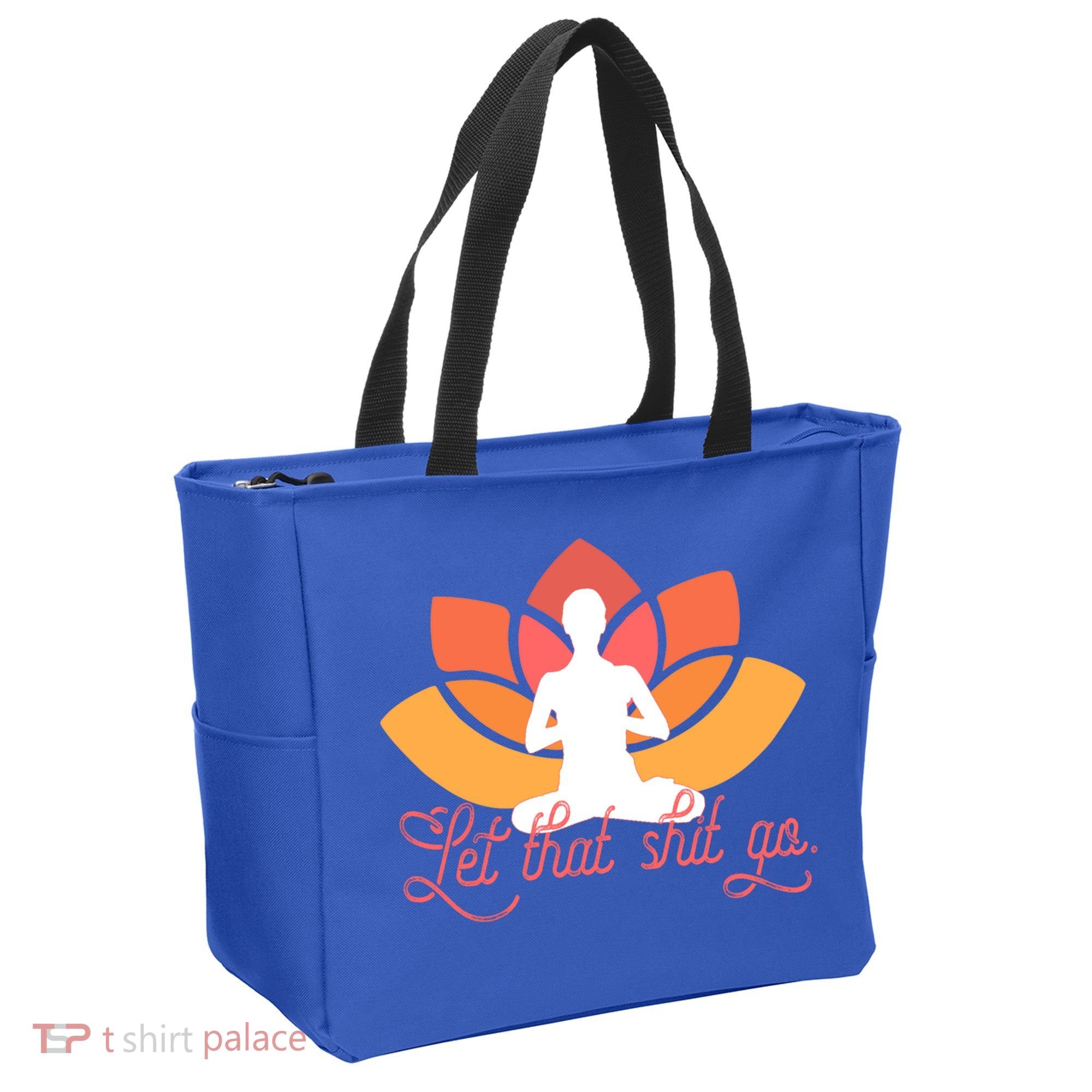 Let That Shit Go Funny Yoga Meditation Mindful Af Meme Funny Gift Tote Bag