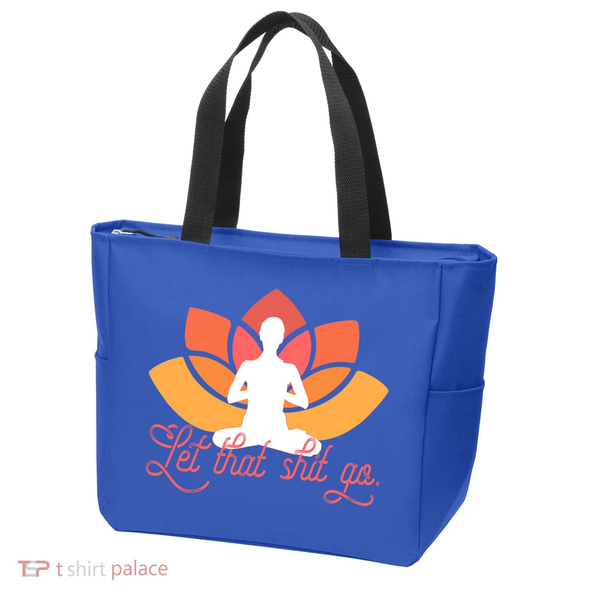 Let That Shit Go Funny Yoga Meditation Mindful Af Meme Funny Gift Tote Bag