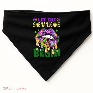 Let The Shenanigans Begin Mardi Gras Lips USA-Made Doggie Bandana