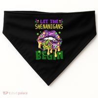 Let The Shenanigans Begin Mardi Gras Lips USA-Made Doggie Bandana thumb 0