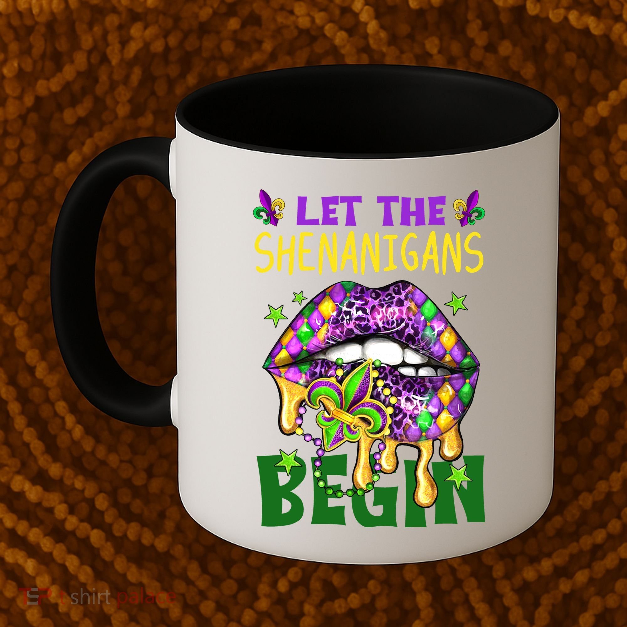 Let The Shenanigans Begin Mardi Gras Lips Coffee Mug