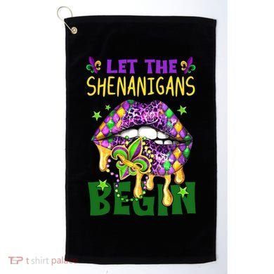 Let The Shenanigans Begin Mardi Gras Lips Golf Towel