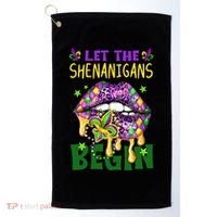 Let The Shenanigans Begin Mardi Gras Lips Golf Towel thumb 0