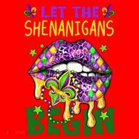 Let The Shenanigans Begin Mardi Gras Lips Santa Hat thumb 1