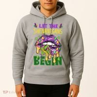 Let The Shenanigans Begin Mardi Gras Lips Hoodie thumb 2