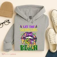 Let The Shenanigans Begin Mardi Gras Lips Hoodie thumb 4