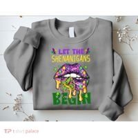 Let The Shenanigans Begin Mardi Gras Lips Sweatshirt thumb 2