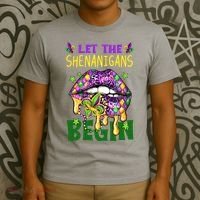 Let The Shenanigans Begin Mardi Gras Lips T-Shirt thumb 3
