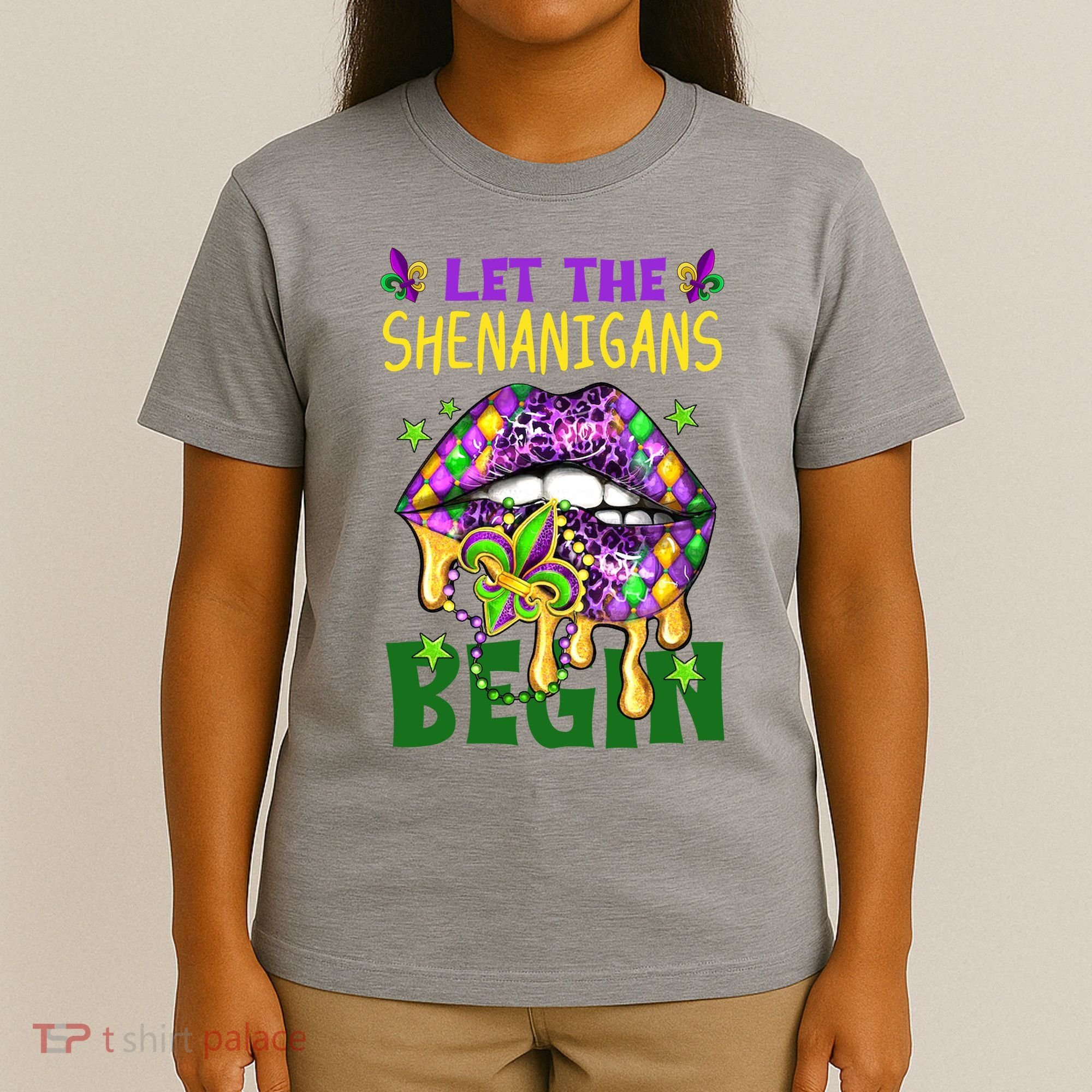Let The Shenanigans Begin Mardi Gras Lips T-Shirt