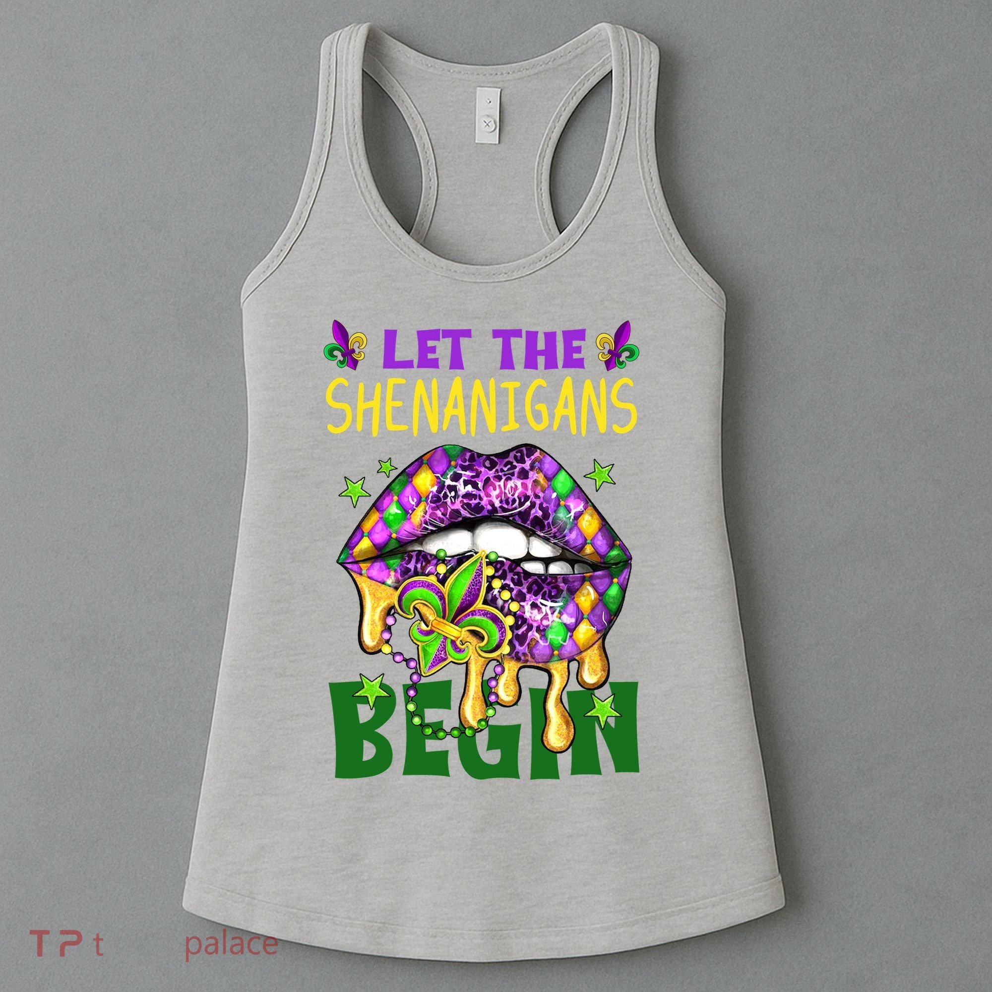 Let The Shenanigans Begin Mardi Gras Lips Women's Tank Top