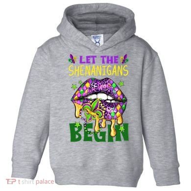 Let The Shenanigans Begin Mardi Gras Lips Toddler Hoodie