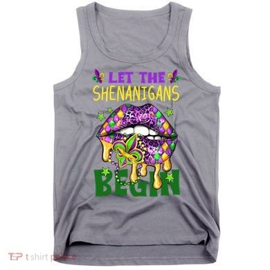 Let The Shenanigans Begin Mardi Gras Lips Tank Top