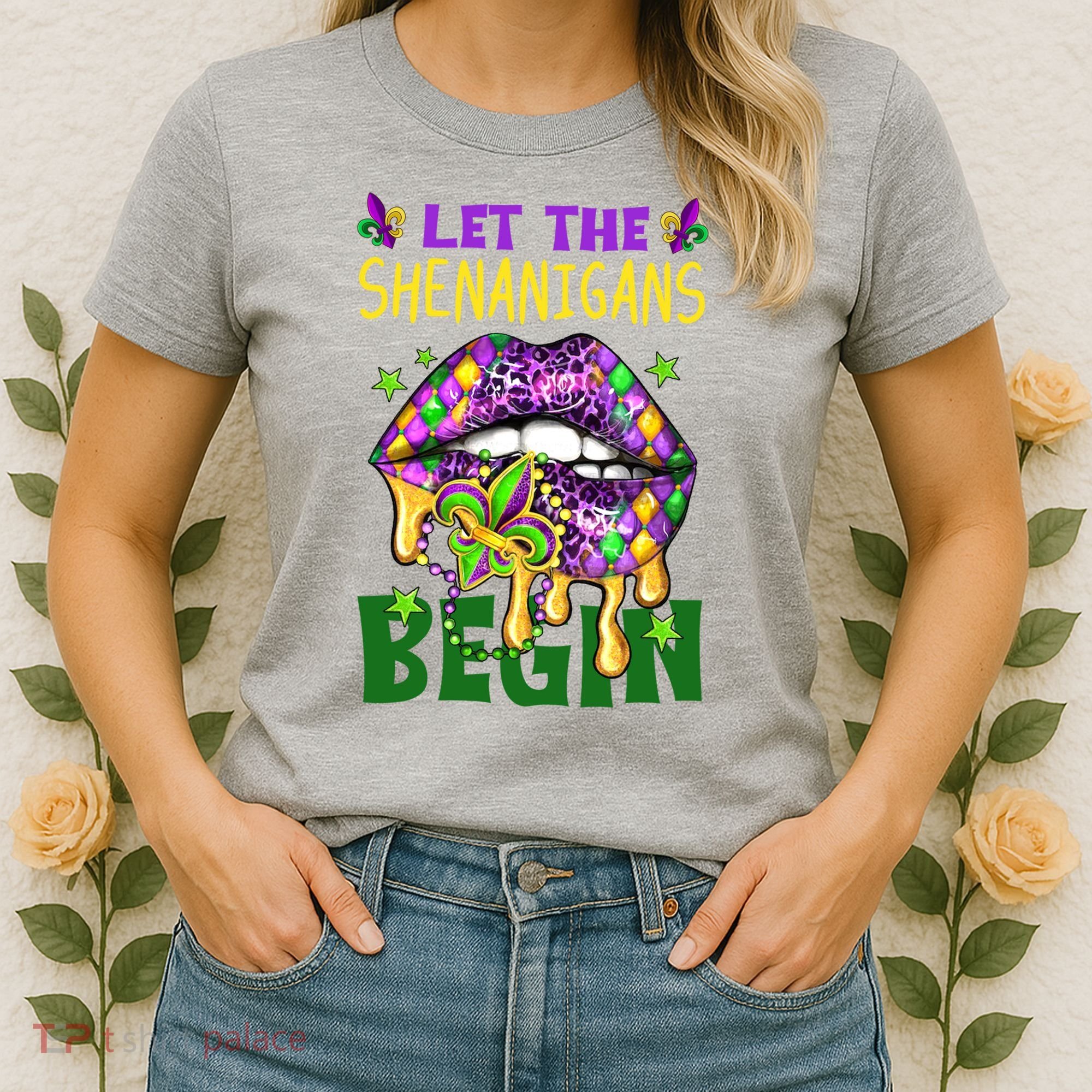 Let The Shenanigans Begin Mardi Gras Lips Women's T-Shirt