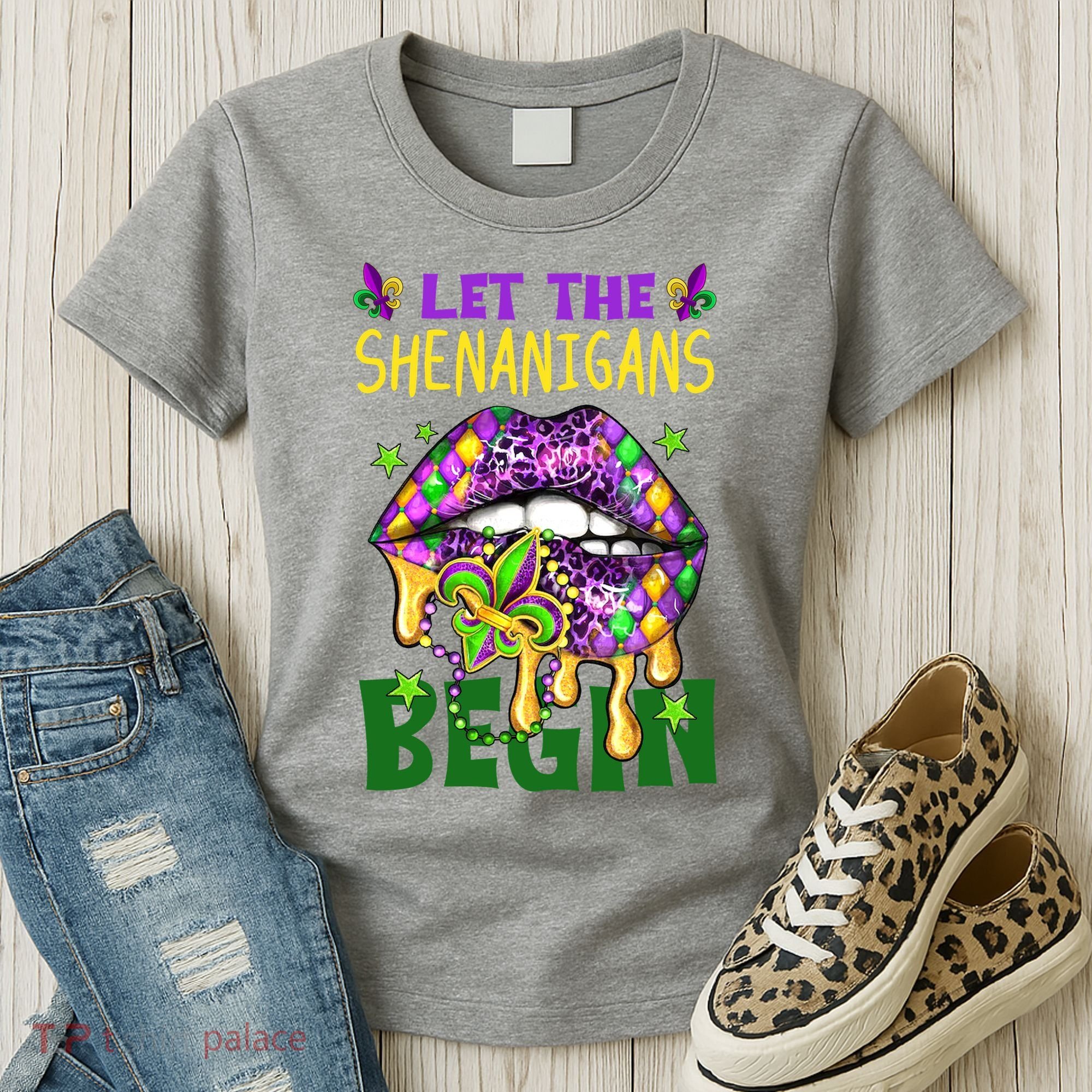 Let The Shenanigans Begin Mardi Gras Lips Women's T-Shirt
