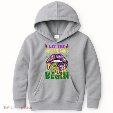 Let The Shenanigans Begin Mardi Gras Lips Kids Hoodie