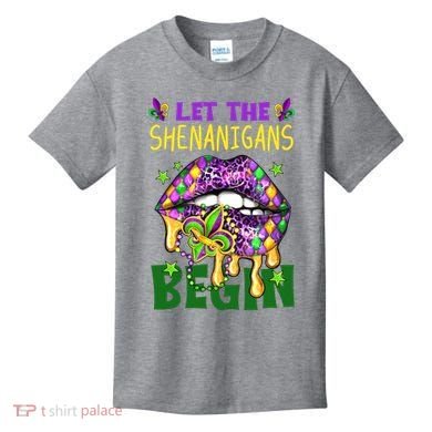 Let The Shenanigans Begin Mardi Gras Lips Kids T-Shirt