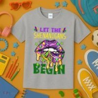 Let The Shenanigans Begin Mardi Gras Lips Kids T-Shirt thumb 3